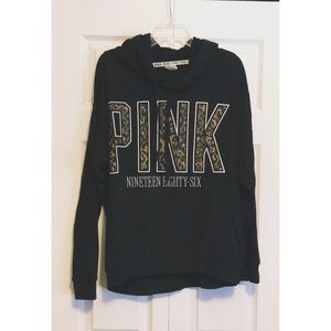 PINK leopard and black sweatshirt w/ hood